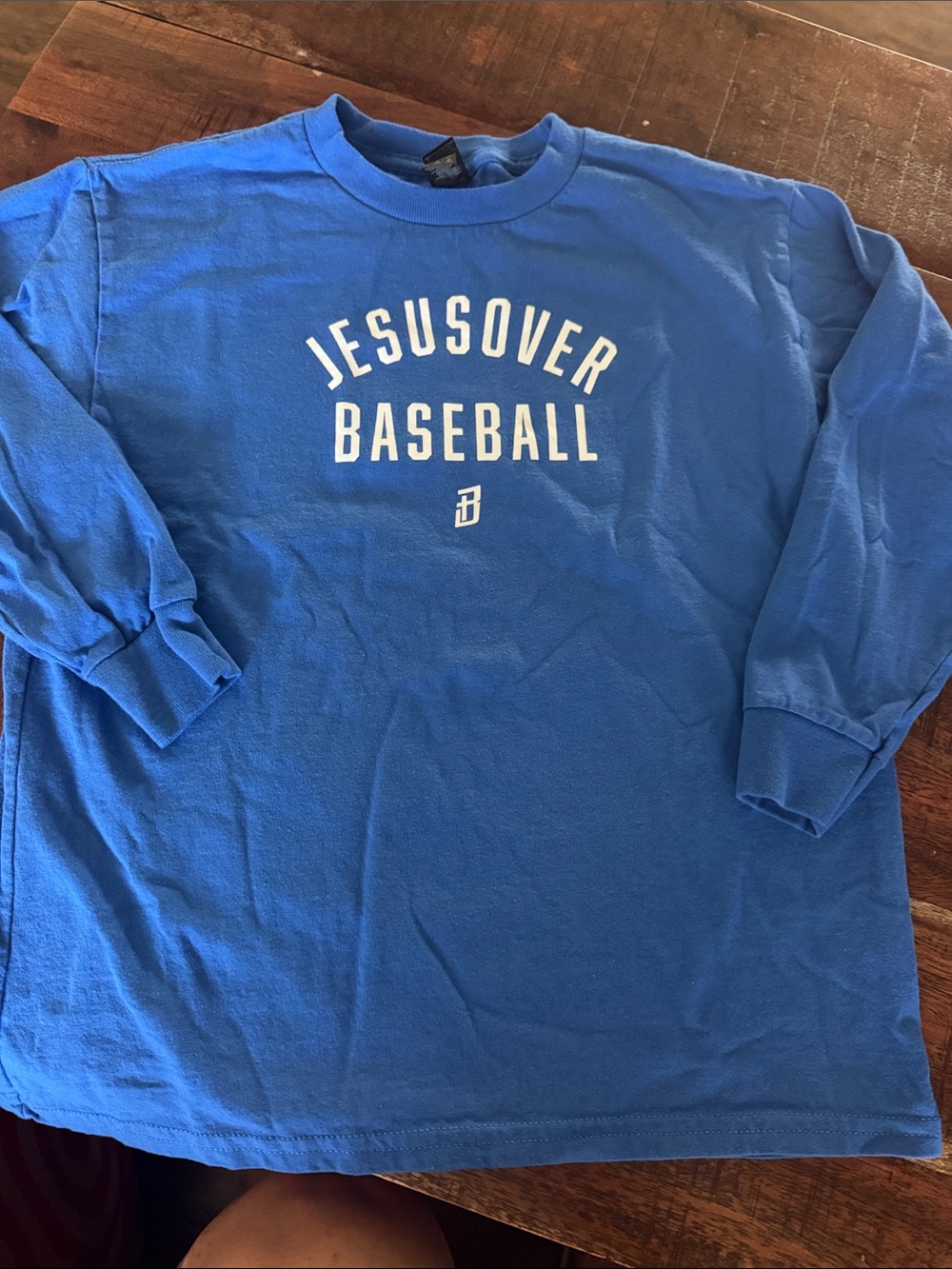 Gildan Royal Blue 'JesusOver Baseball' Long Sleeve Tee